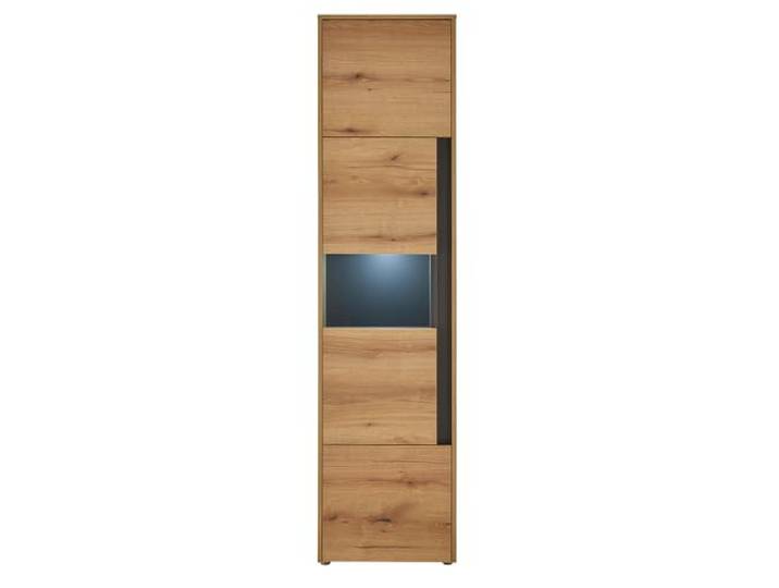 Lomadox Wohnzimmer Esszimmer Standvitrine Vitrine 50cm in Eiche mit Anthrazit, mit 3 Türen