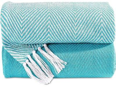 COZY TRENDS COLLECTION Handwoven Luxurious Cotton Sofa Couch Bed Throw Blankets All Season - Set of 2 (50''x60'')