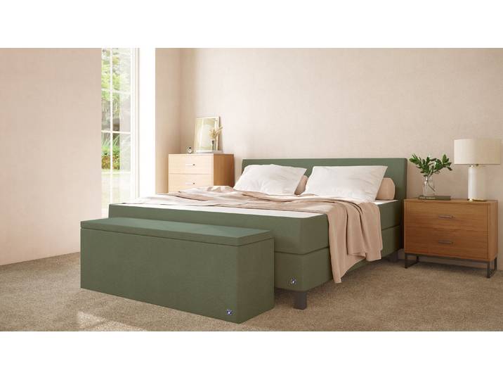 BRUNO Boxspringbett Premium 180x200cm in Grün Matratzen-Härtegrad: Links H2 / Rechts H3 mehrfach ausgezeichnet in Design & Qualität