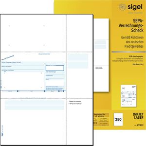 Sigel Bankformulare ZV532 SEPA-Verrechnungsscheck, A4, 250 Stück