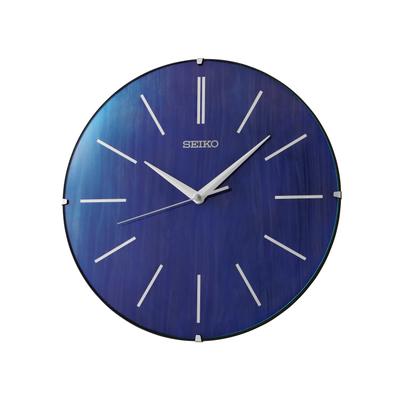 Wanduhr SEIKO, blau, Wanduhren, Ø 30,1cm, Wanduhr, Quarzuhr, durchlaufende Sekunde, Büro, Küche, Esszimmer, Wohnzimmer
