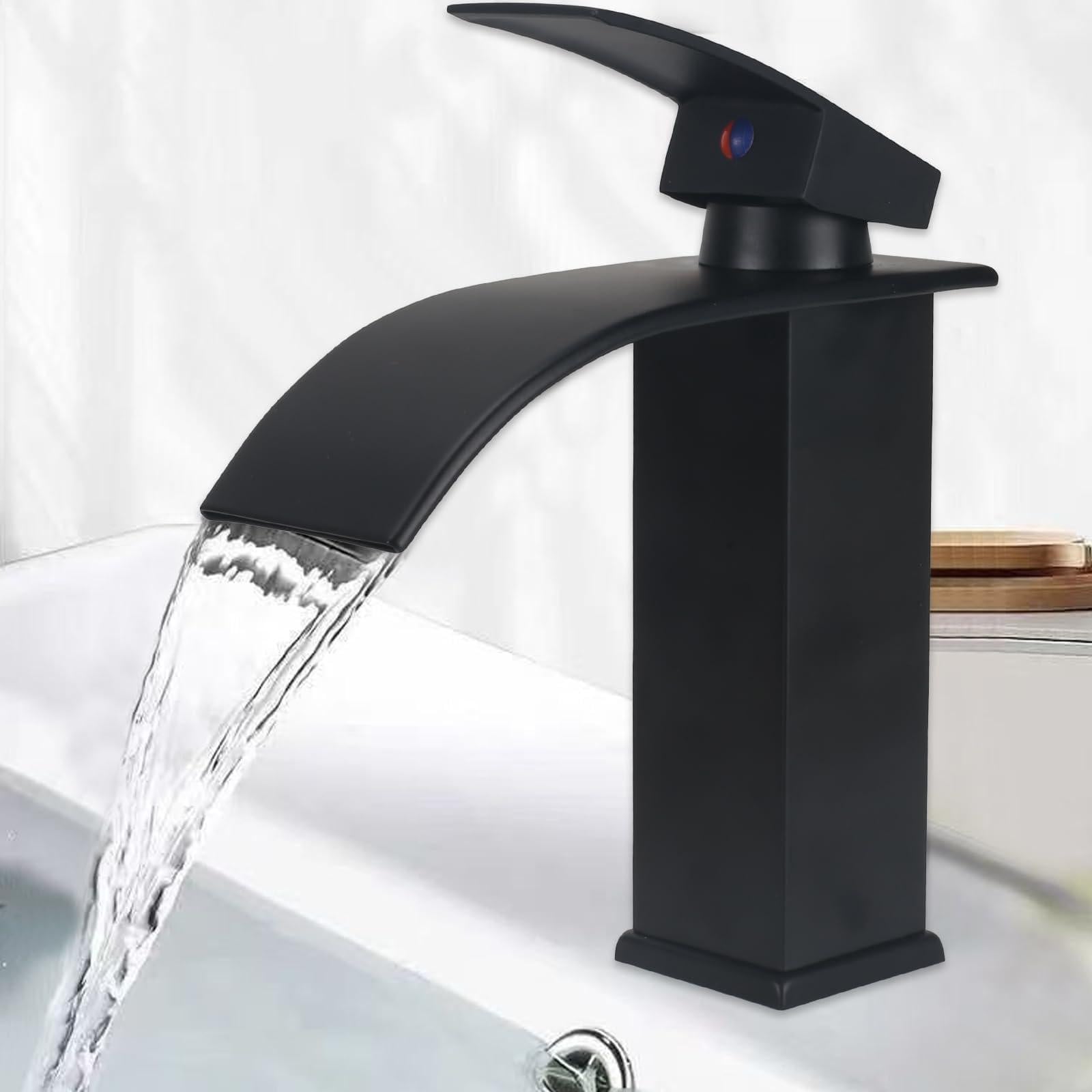 Dripio Gebogen watervalmengkraan zwart voor de badkamer