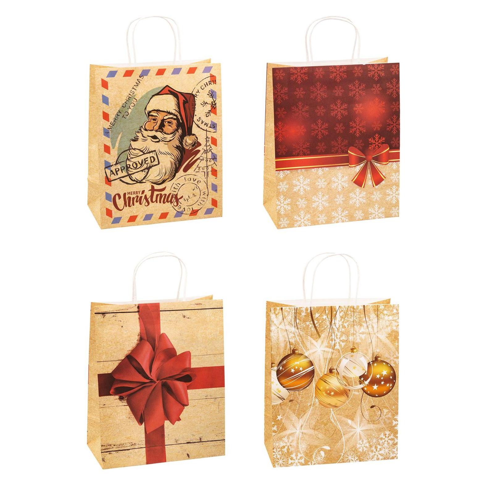 Tsi Geschenktüten Weihnachten Serie 4, 4 verschiedene Motive, gross, B 260 x T 135 x H 320 mm, 100... (88311-SG)