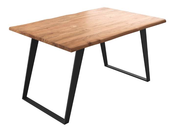 DELIFE Esstisch Edge, Akazie Natur 260x100 XL Metall Schräg Live-Edge