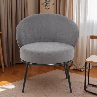 "27.36"" Velvet Round Accent Armchair with Metal Legs and Barrel Design and Dense Foam Padding"