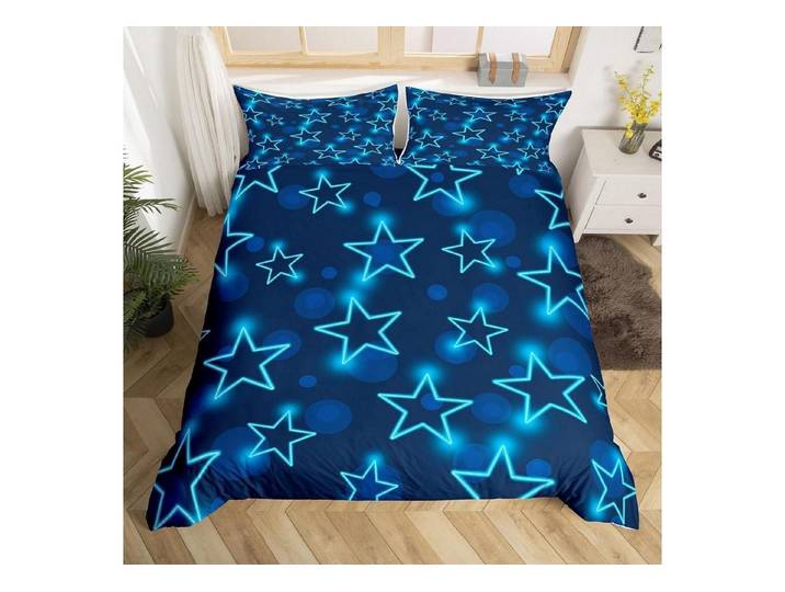 LuxusKollektion Kinderbettwäsche Bettwäsche-Set Blaue Sterne 135x200cm