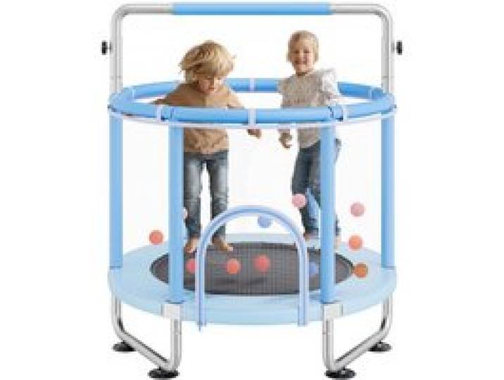 VEVOR Kindertrampoline Mini Leisure Trampoline 147 cm voor peuters met veiligheidsnet en basketbalring, verjaardagscadeau kerstspeelgoed voor kinderen vanaf 3 jaar blauw