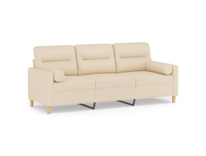GHVBNMF 3-Sitzer Sofa mit 2 Kissen Stoff Dreisitzer-Couch Creme Komfortable Polster Couch fuer Wohnzimmer und Lounge, robustes Metallgestell mit abnehmbaren Kissenbezügen.