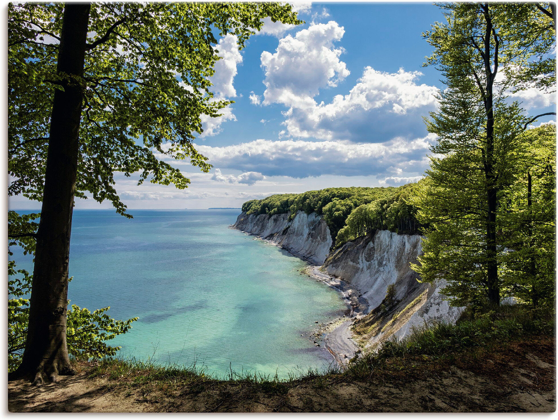 Leinwandbild ARTLAND "Ostseeküste auf der Insel Rügen.", blau (farbe bild(er): blau), B:80cm H:60cm, Bilder, Leinwandbild, auf Holzrahmen gespannt farbe bild(er): blau B/H/T: 80cm x 60cm, Leinwandbild Küste Querformat, 1 Stk.