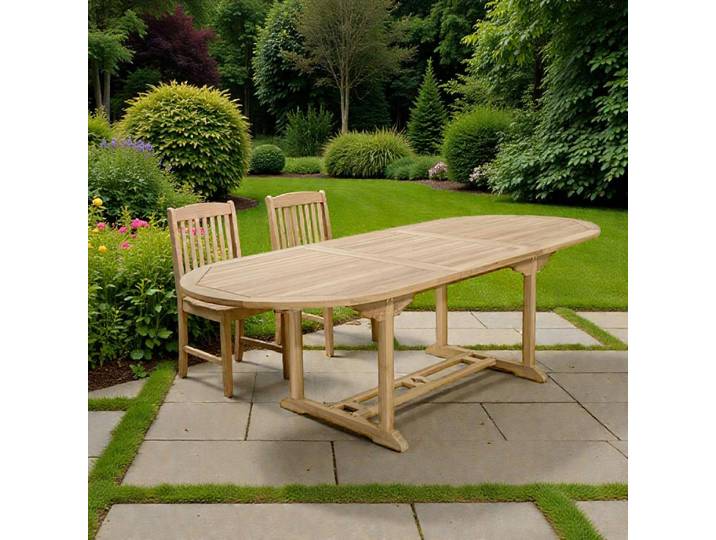 Table de jardin en Teck ovale extensible 180/240x100cm SUMMER