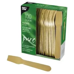 PAPSTAR 100 Eislöffel, Holz "pure" 9,4 cm