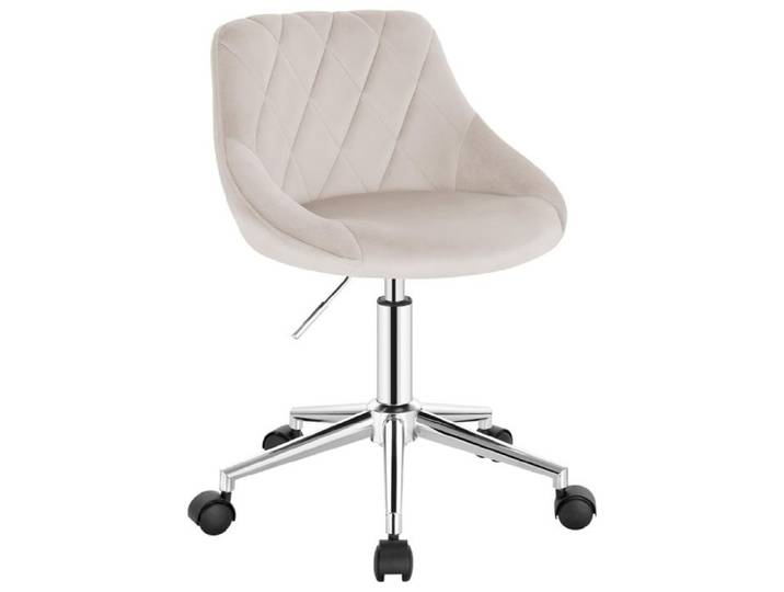 Chaise de coiffeuse à roulettes en velours - EUGAD - Tabouret pivotant - Avec dossier - Crème Blanc