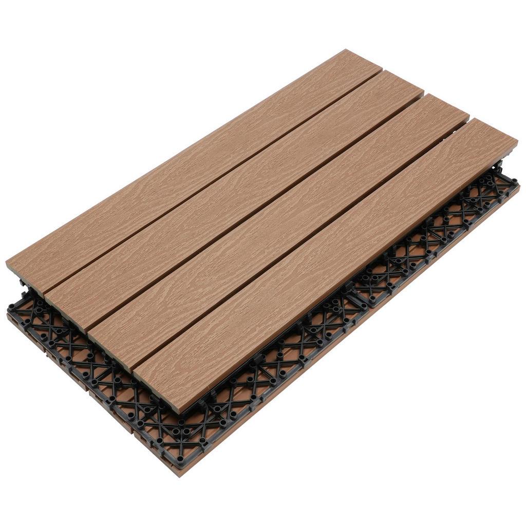 Ambia Garden Terrassenfliese , Teakfarben , Holzwerkstoff , 60x2.1x30 cm , Global Recycled Standard (Grs) , rutschfest, witterungsbeständig, lichtunempfindlich , Gartenzubehör, Terrassenfliesen