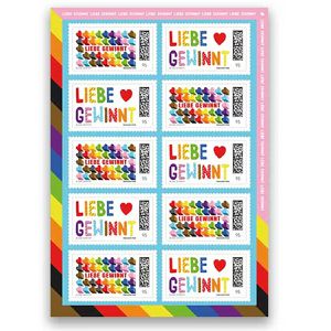 DeutschePost Briefmarken Set, 10 Stück à 95cent, Pride-Edition, Standardbrief/Postkarte,selbstklebend
