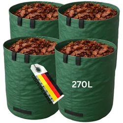 FAMEX Gartenabfallsack Set - 272 L - 4-tlg., Offenbleibend und Selbststehend durch Verstärkungsring, 4 Griffe