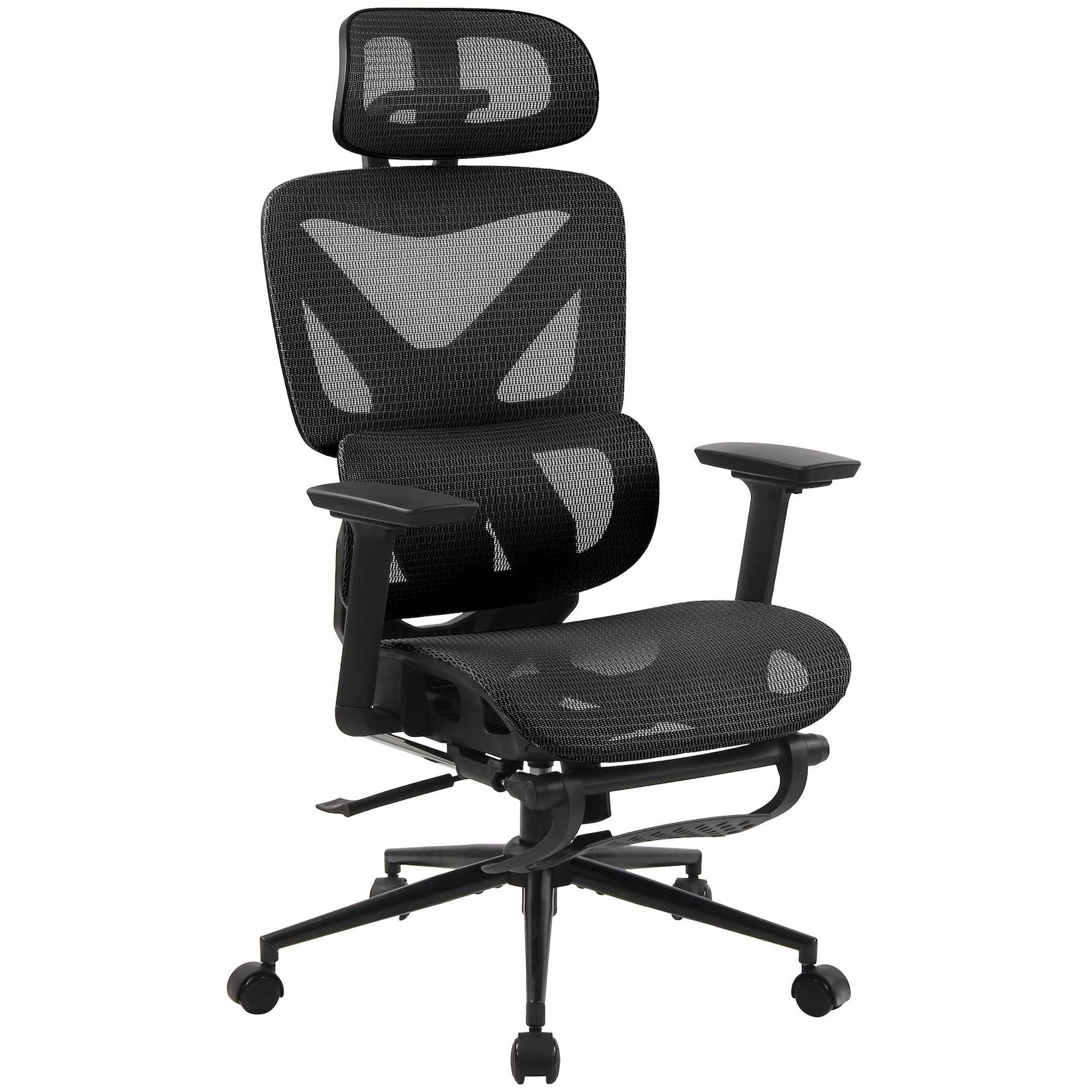 CLP Bürostuhl Reston I Ergonomischer Schreibtischstuhl mit Fußstütze, 3D-Kopfstütze, Drehfunktion & verstellbarer Rückenlehne I Atmungsaktiv