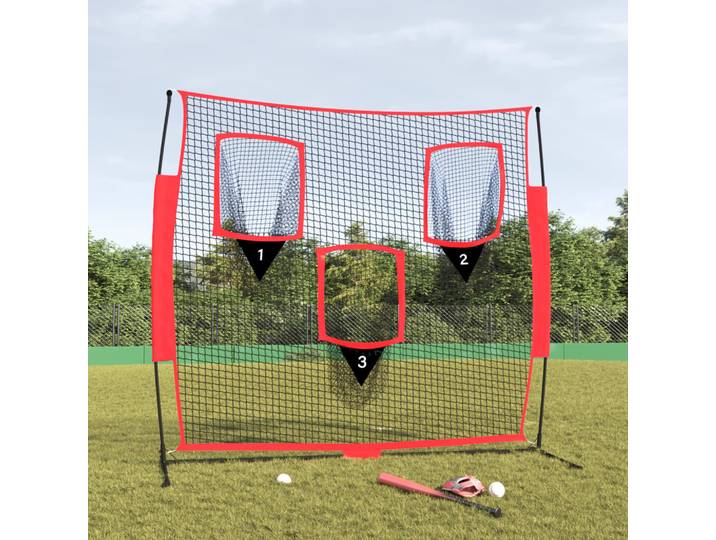 vidaXL Baseball-Netz Tragbar Schwarz und Rot 183x105x183 cm Polyester