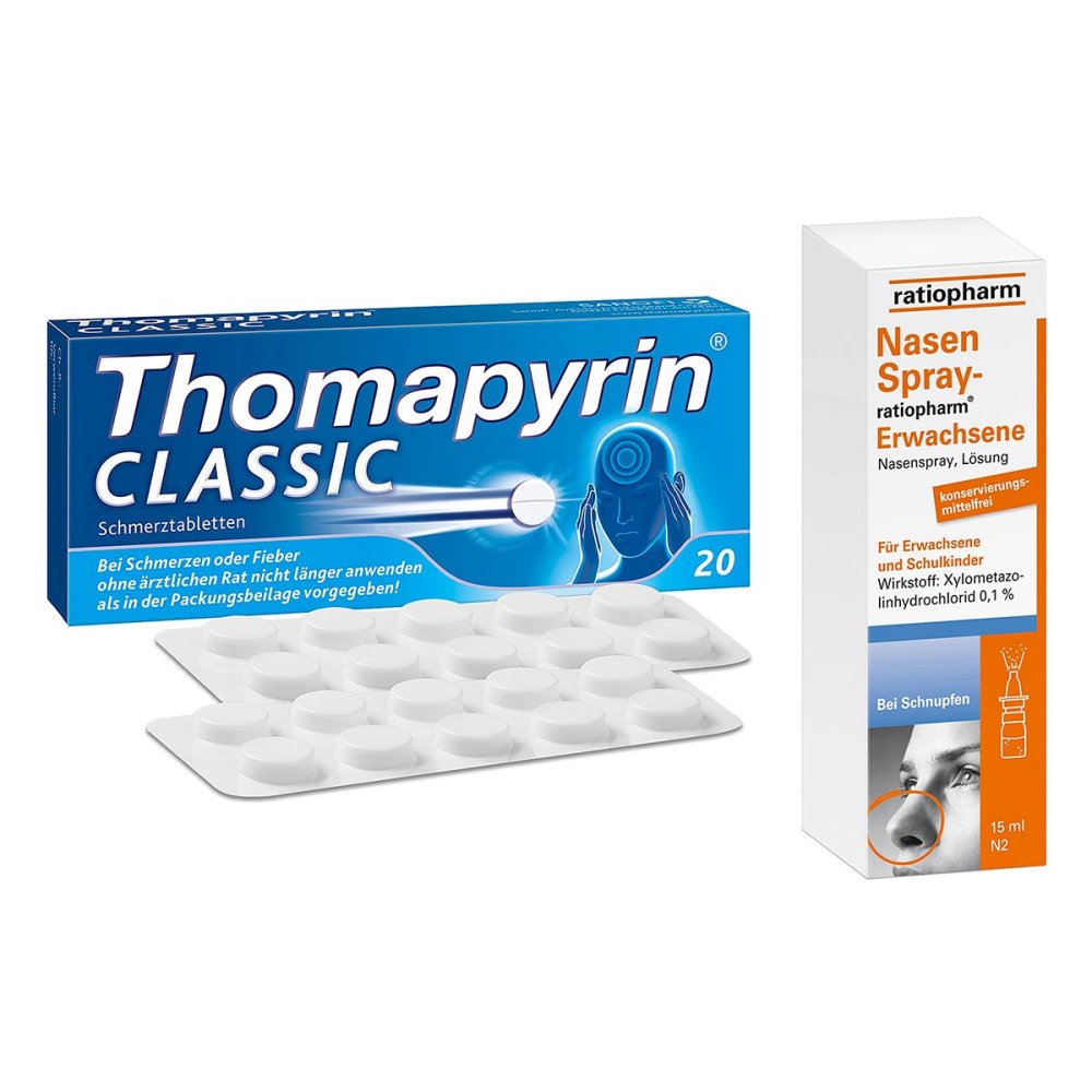 Thomapyrin Classic (20stk) und Nasenspray ratiopharm (15ml) 08102601