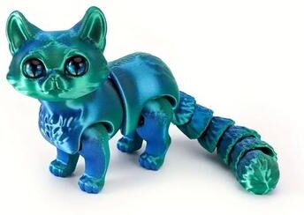 Inspire Essentials 3D Printed Articulated Cat Toy Glow In The Dark Fidget Cat Figure green