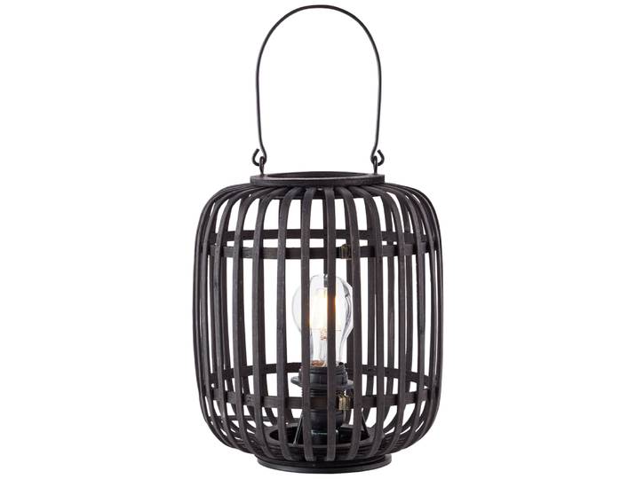 Lampe\, Lampe De Table Woodrow 27cm Bois Foncé / Noir\, Métal / Bambou\, 1x A60\, E27\, 60w\, Lampes Normales (non Incluses)\, A ++ - Brilliant