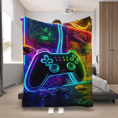 Inspire Curations Colorful Gamepad Flannel Gaming Throw Blanket ty01 150x200cm