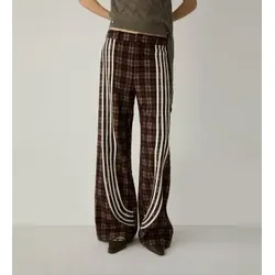 LAAGAM für Damen. M4053 Braun karierte Zion-Hose (34), Lässig, Polyester