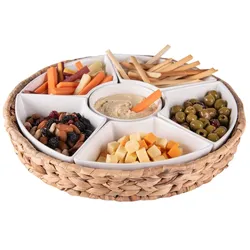 Geflochtenes Aperitifset 7-teilig 36 cm - Weiß Rund Porzellan Table Passion