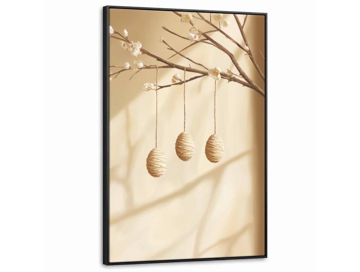 LEINWAND Bilder mit Rahmen - Beige - Osterkuchen - Eier - 90x140