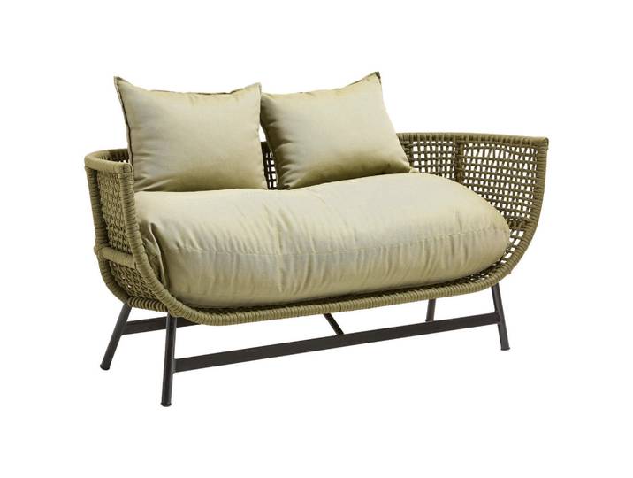 Jan Kurtz Loungesofa, Schwarz, Olivgrün, Metall, Kunststoff, 2-Sitzer, 160x75x64 cm, Loungemöbel, Outdoorsofas