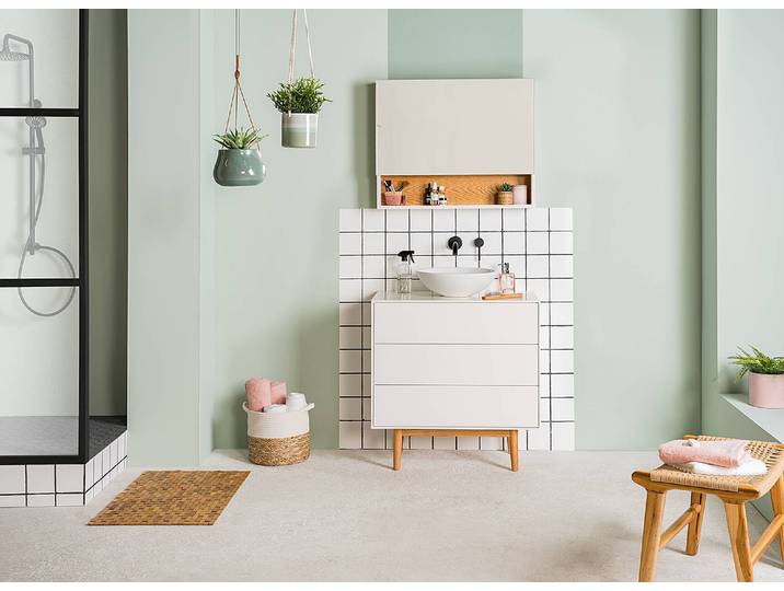 Armoire de toilette 80 x 65 x 15cm Blanc/Blanc