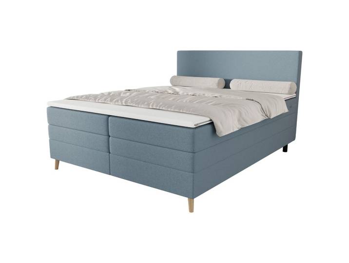 Boxspringbett mit Topper Taro blaugrau, 160x200cm