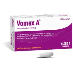 Vomex A 150mg - Bei Übelkeit und Erbrechen 10 St Suppositorien