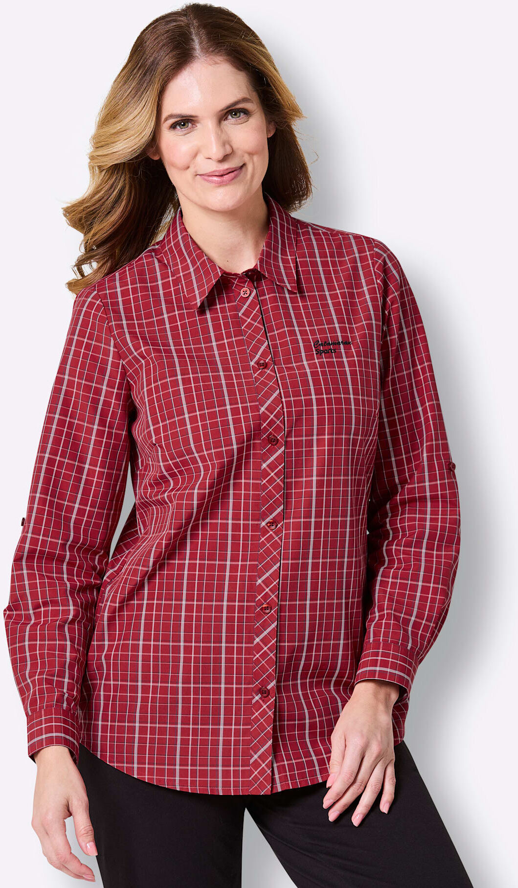 Blusenshirt CATAMARAN "Funktions-Bluse", Damen, Gr. 38, rot (rot, kariert), 65% Polyester, 35% Baumwolle, gemustert, kariert, mehrfarbig, Shirts Blusenshirt rot, kariert 38