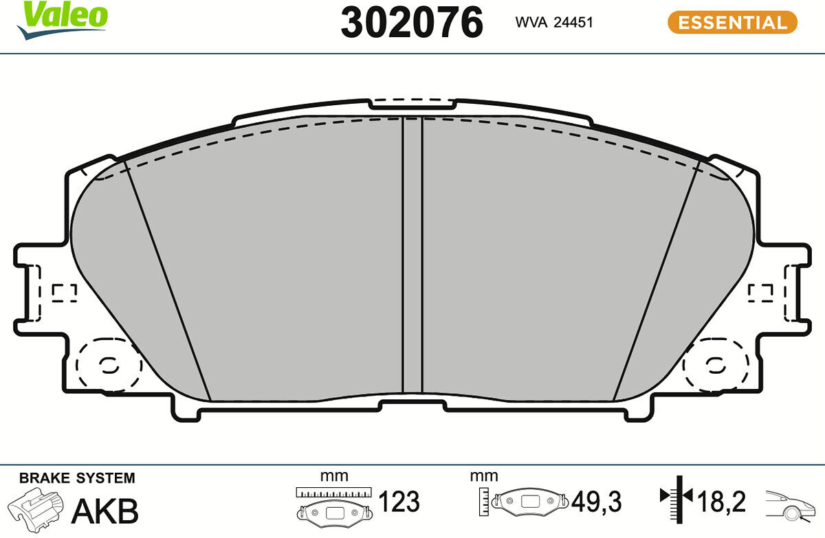 Valeo Bremsbelagsatz, Scheibenbremse First 302076 Vorderachse Für Lexus Toyota