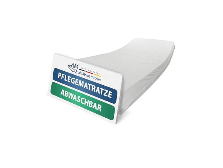 AM Qualitätsmatratzen wasserdichte Matratze Fuer Pflegebett 87x200 - Made in Germany - Inkontinenzmatratze für die Heimpflege 12 cm - Krankenbett Matratzen Fuer Senioren mit festen Sitzkanten