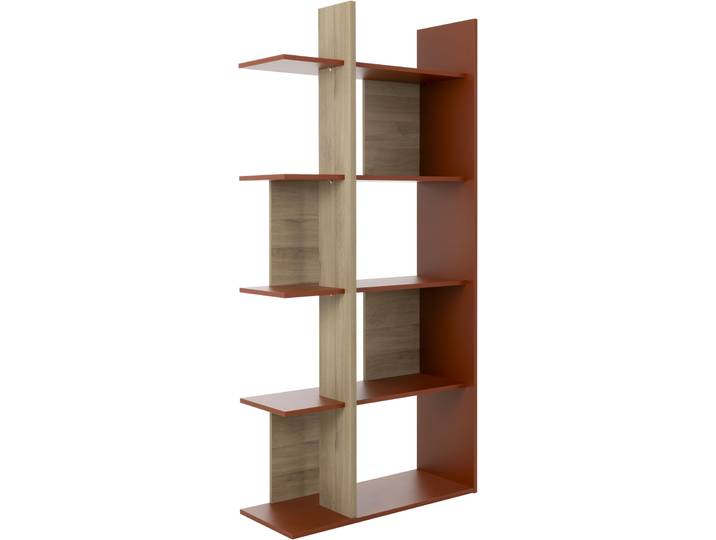 Raumteilerregal GAMI OCRA , braun (terrakotta, eiche nachbildung), B:90cm H:190cm T:36cm, Holzwerkstoff, Regale, Raumteilerregal, Praktische Bibliothek oder Raumtrennung