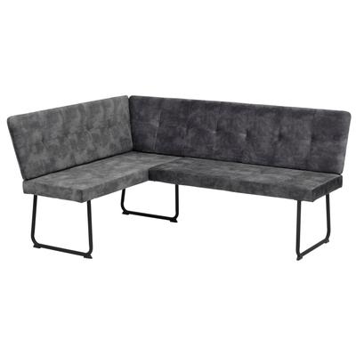 Eckbank HELA "JANINA", schwarz (vintage anthrazit, schwarz), B:184cm H:88cm T:134cm, Stoff, Sitzbänke, Eckbank, langer Schenkel wahlweise links oder rechts