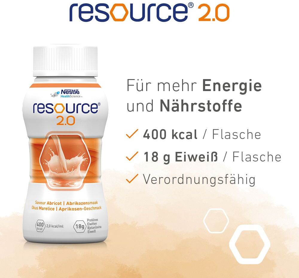 Nestlé Resource Resource 2.0 Aprikose 4x200 ml Flüssigkeit
