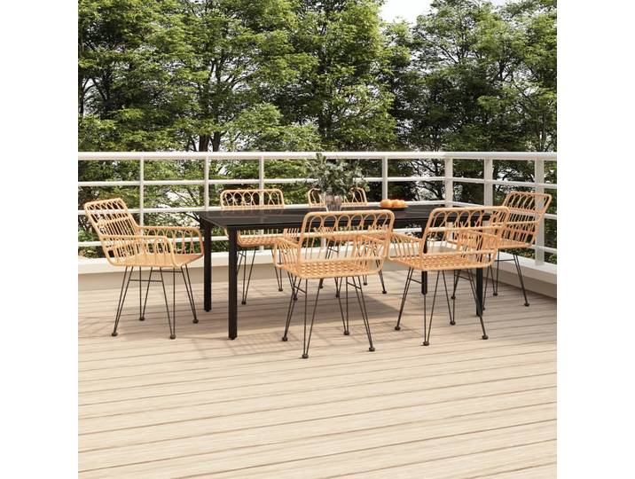 vidaXL 7-tlg. Garten-Essgruppe Poly Rattan