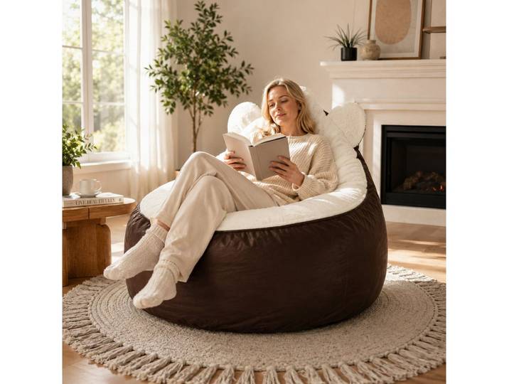 VUZINIC Sofa mit Bärenohr-Form, Lederimitat und Kaninenvlies, 1 Teile, geeignet als ergonomisches Textilsofa für Wohn- und Schlafzimmer