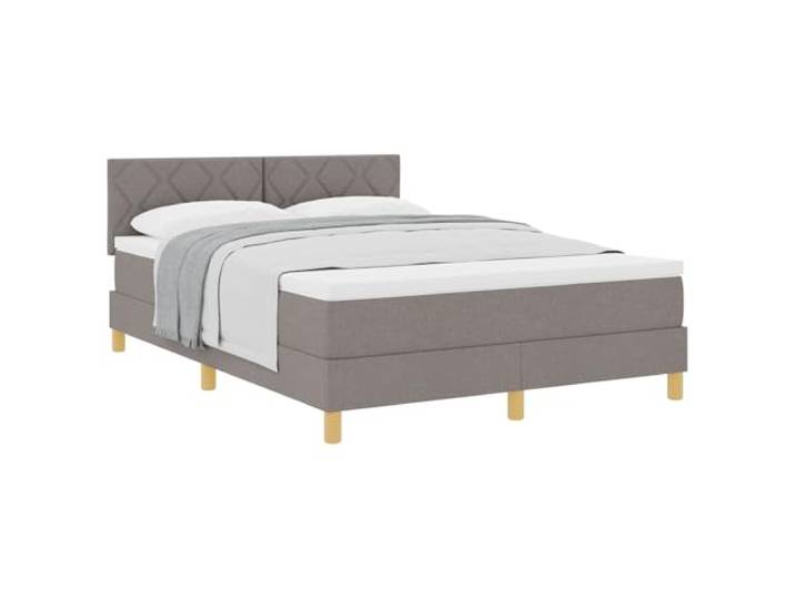KTHLBRH Boxspringbett mit Kissen taupe 140 x 190 cm Stoff Kopfteil in 2 Höhen, Latten aus Holz und Metall, stabile Füße, mittelfester Schaumstoff, technisches Holz