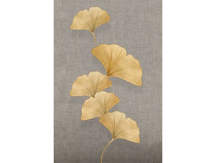 Leinwandbild QUEENCE Goldener Ginkgo, Canvas Bild von Hand bespannt , farbe bild(er): gold,grau, B:60cm H:90cm T:2cm, Bilder, Leinwandbild, Zeitlose Ginkgo-Motive in hellen Farben