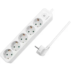 LogiLink Steckdosenleiste 5-fach mit Schalter, 5x CEE 7/3, weiß  1 Stück