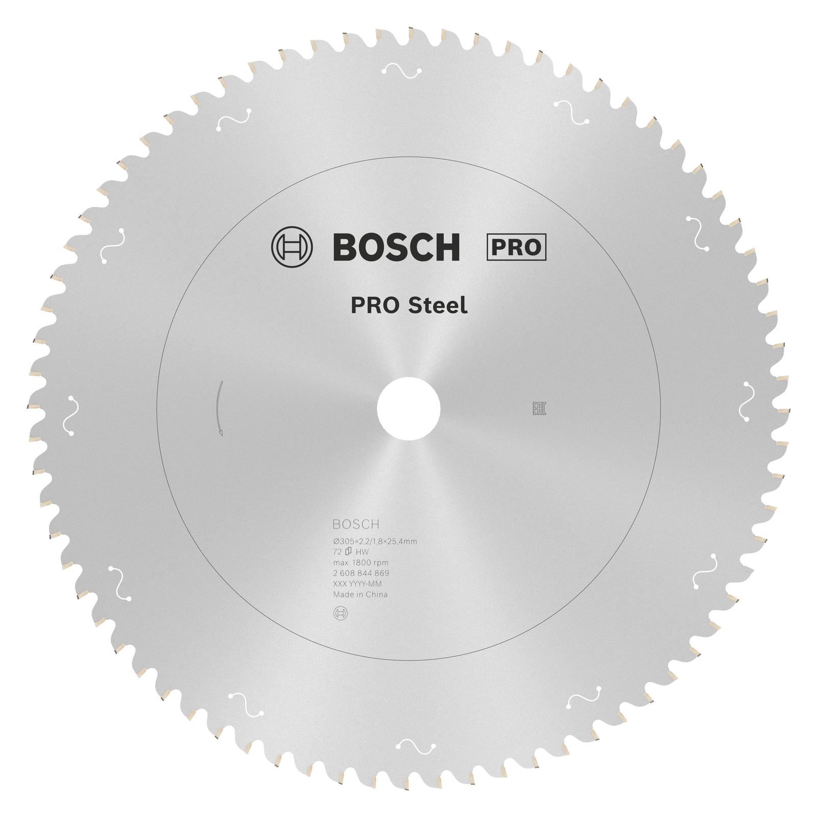 Bosch Professional Zubehör PRO Steel Kreissägeblatt, 305 x 2,2 x 25,4 mm, T72 (2608844869)