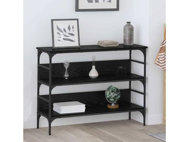 Konsolentisch Schwarz Eichen-Optik 100x32x75 cm Holzwerkstoff Stahlrahmen 100x32x75 cm, Schwarz Eichen-Optik, Holzwerkstoff, Stahlrahmen, verstellbare Füße, Wohnzimmer