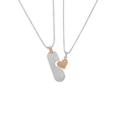 Schmuckset FIRETTI "Multipack Schmuck Geschenk Halsketten LIEBE", rosa (edelstahlfarben, roségoldfarben, weiß), Schmuck_Sets, Damen, Edelstahl, Schmuckset, mit Zirkonia (synth.)
