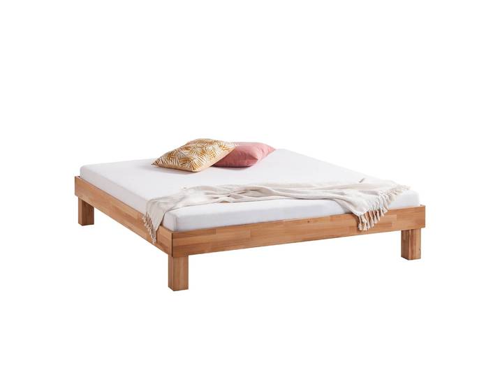 Massivholzbett AresWOOD 160 x 200cm Massivholz Buche, geölt Braun/Beige/Kernbuche ohne Kopfteil Kernbuche