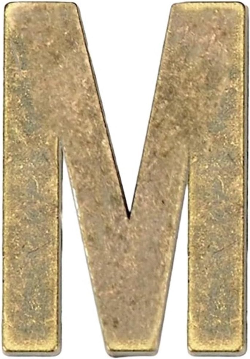 Zelfklevende metalen huisnummer sticker letter M - 3 x 2 cm