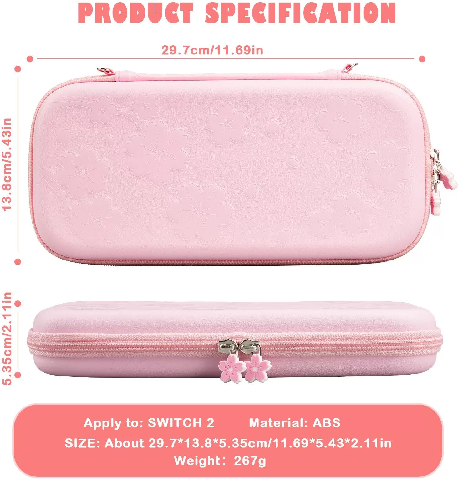 INF Kit de Protection Sakura Compatible avec Switch 2 : Étui EVA, Protection d'Écran, Support & Caches Boutons