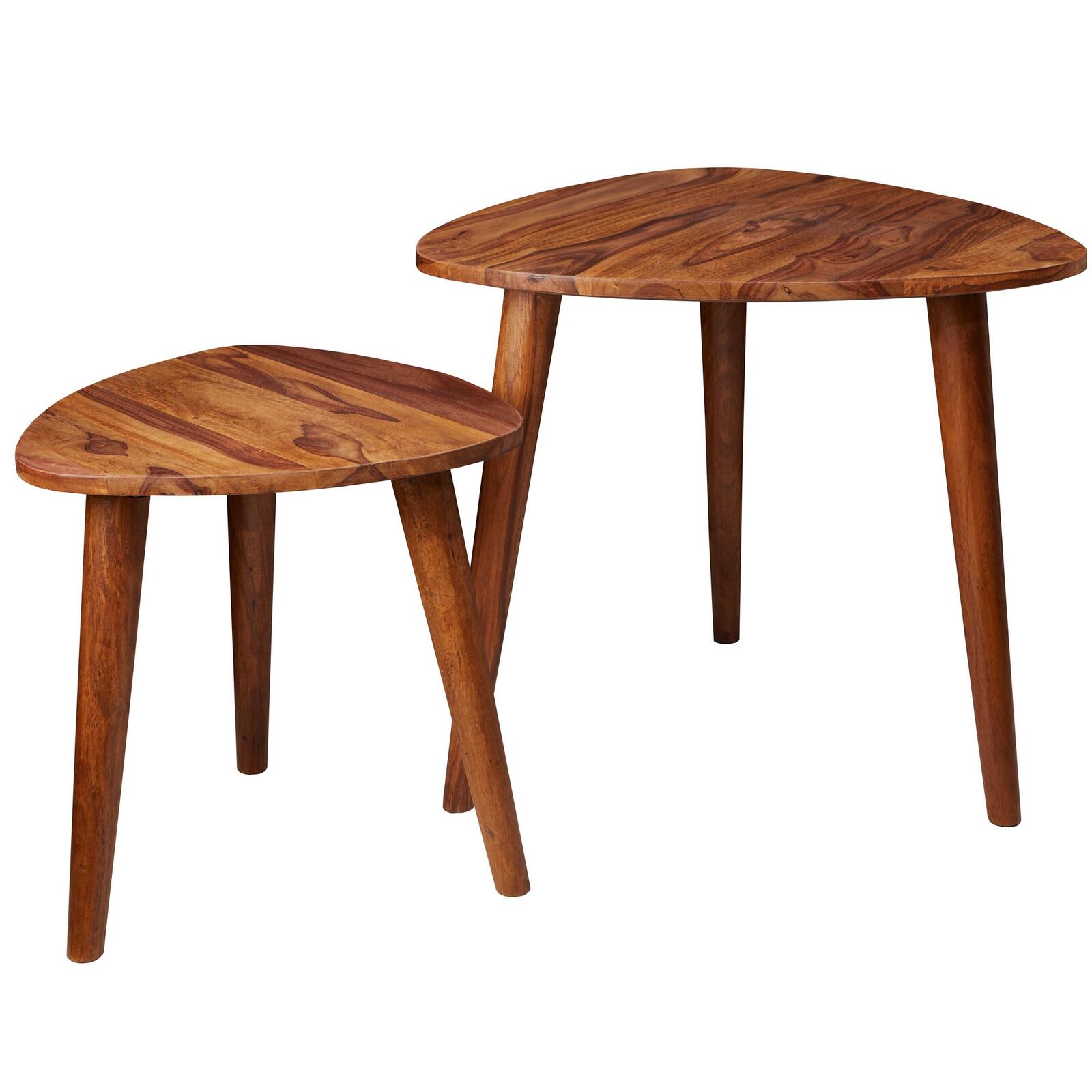 WOHNLING WL5.574 Design Satztisch Sheesham 60 cm x 60 cm x 54 cm